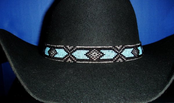 Hand beaded evil eye hat band 1.5” wide