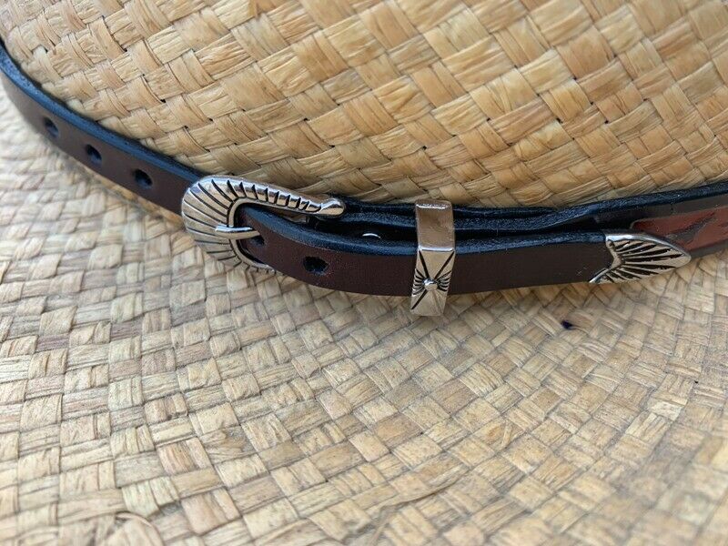 Western Leather Hatband Hand Stamped HAT BAND W/Buckle 5/8" Wide 